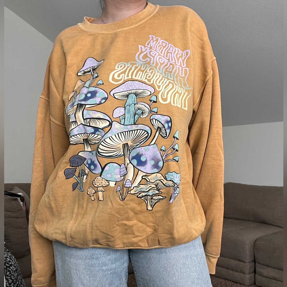 Warm Trippy Thoughts mushroom oversized pull over